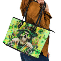 Irish Skull Leather Tote Bag The Devil Whispered To Me I'm Coming For You - Wonder Print Shop