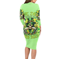 Irish Skull Long Sleeve Bodycon Dress The Devil Whispered To Me I'm Coming For You - Wonder Print Shop