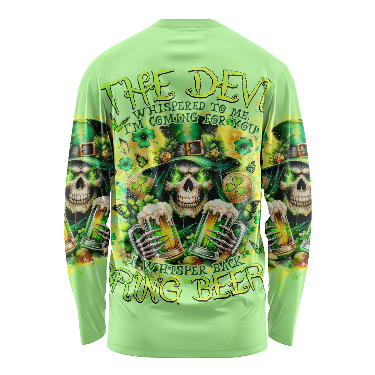 Irish Skull Long Sleeve Shirt The Devil Whispered To Me I'm Coming For You - Wonder Print Shop