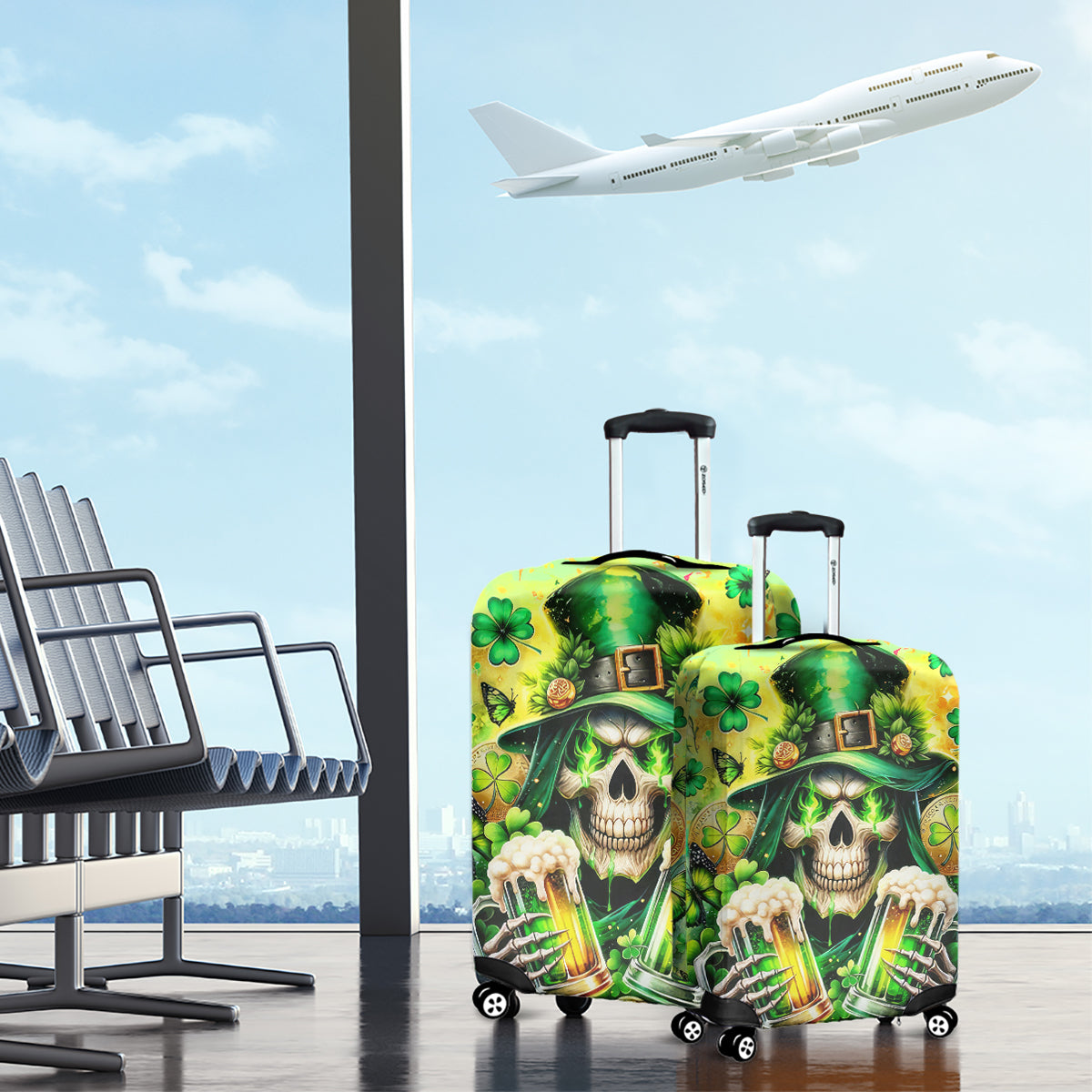 Irish Skull Luggage Cover The Devil Whispered To Me I'm Coming For You - Wonder Print Shop