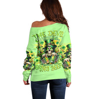 Irish Skull Off Shoulder Sweater The Devil Whispered To Me I'm Coming For You - Wonder Print Shop