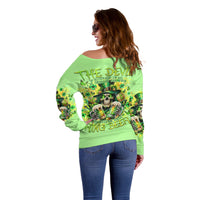 Irish Skull Off Shoulder Sweater The Devil Whispered To Me I'm Coming For You - Wonder Print Shop