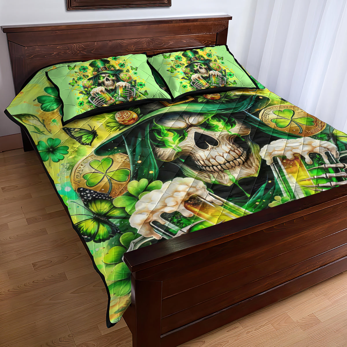 Irish Skull Quilt Bed Set The Devil Whispered To Me I'm Coming For You - Wonder Print Shop