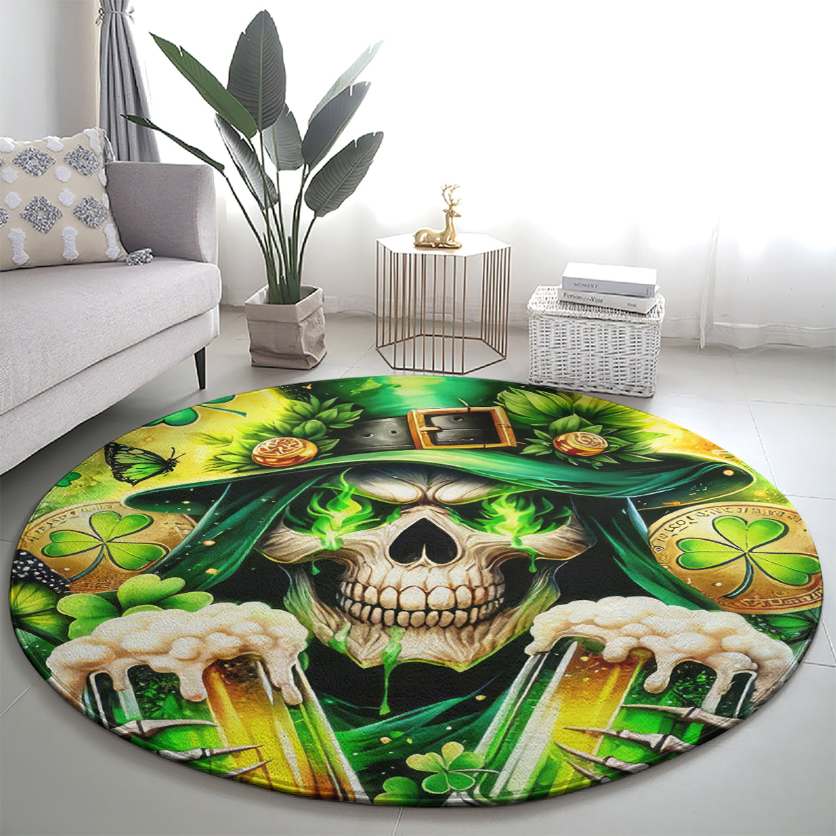 Irish Skull Round Carpet The Devil Whispered To Me I'm Coming For You