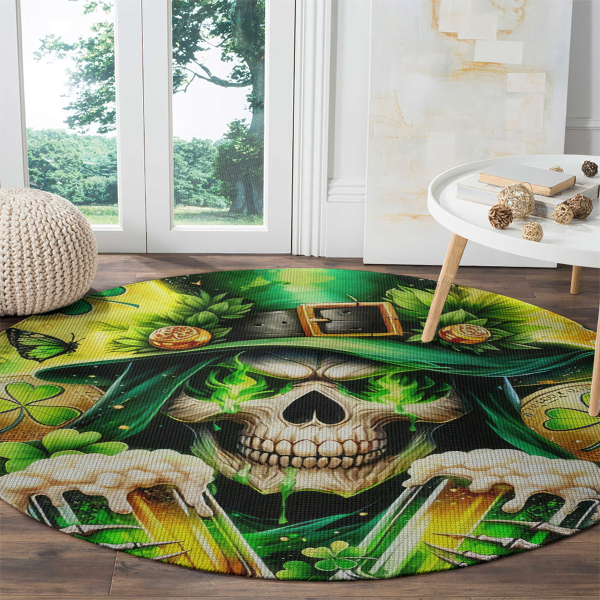 Irish Skull Round Carpet The Devil Whispered To Me I'm Coming For You