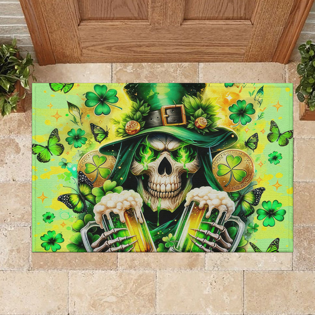 Irish Skull Rubber Doormat The Devil Whispered To Me I'm Coming For You - Wonder Print Shop
