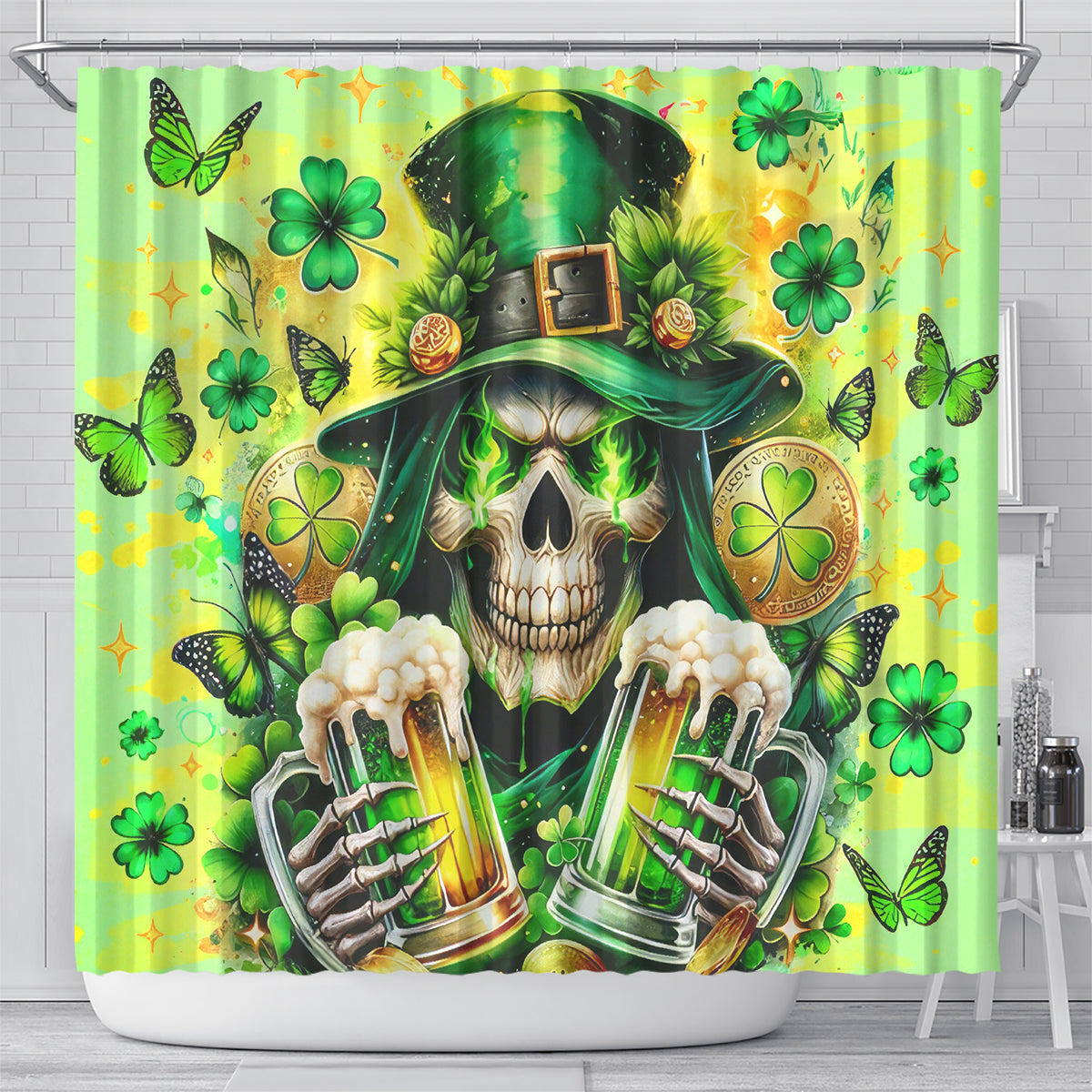 Irish Skull Shower Curtain The Devil Whispered To Me I'm Coming For You
