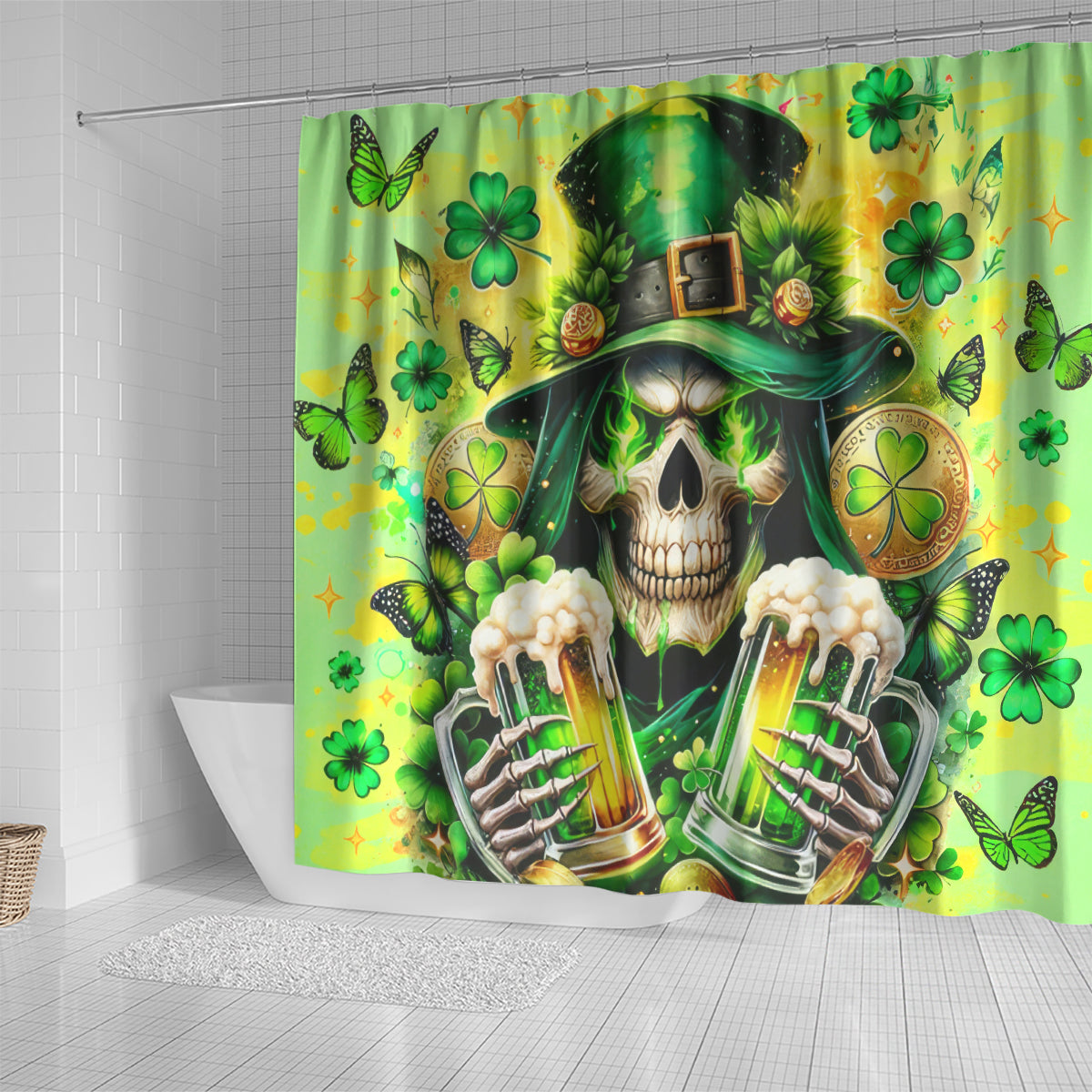 Irish Skull Shower Curtain The Devil Whispered To Me I'm Coming For You