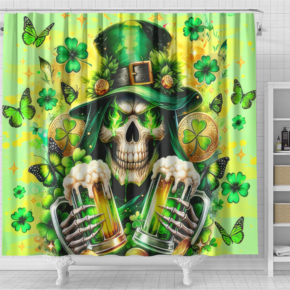 Irish Skull Shower Curtain The Devil Whispered To Me I'm Coming For You