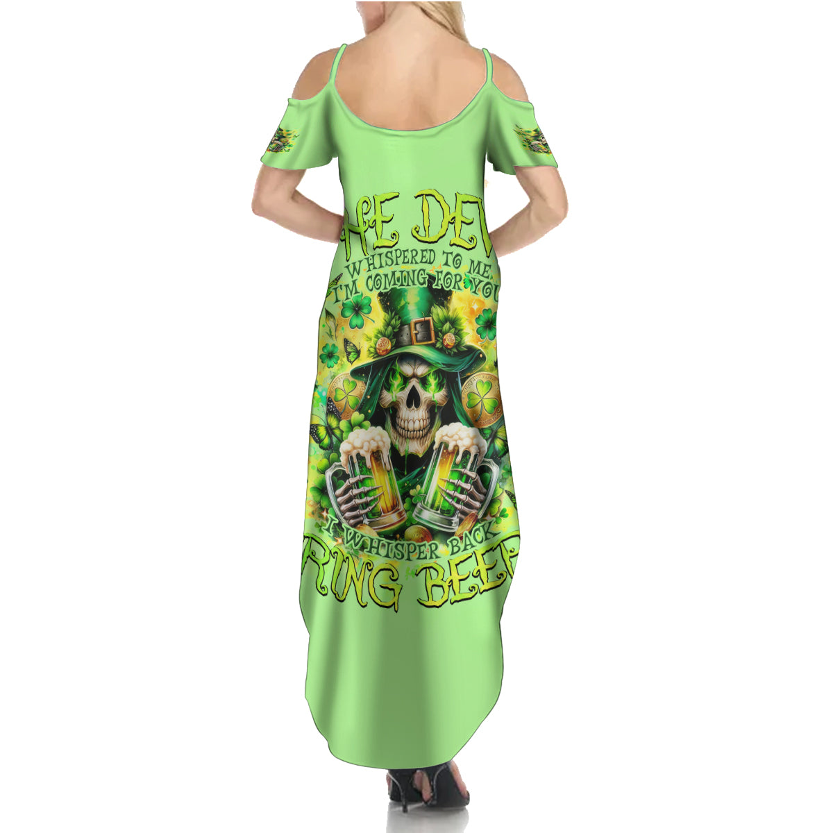 Irish Skull Summer Maxi Dress The Devil Whispered To Me I'm Coming For You - Wonder Print Shop