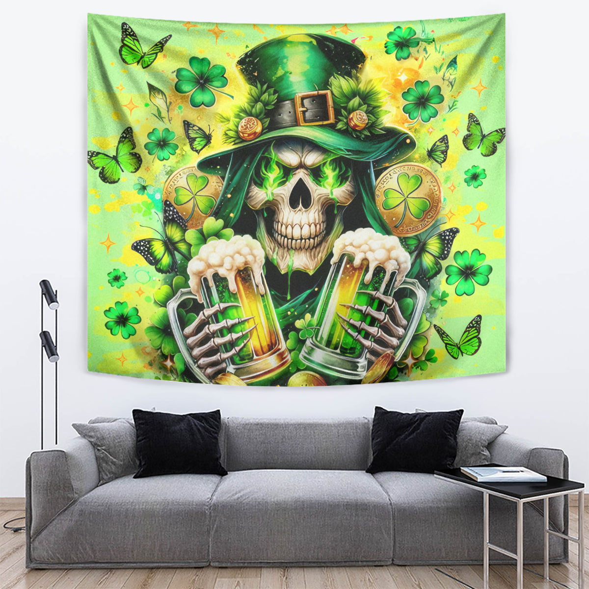 Irish Skull Tapestry The Devil Whispered To Me I'm Coming For You - Wonder Print Shop