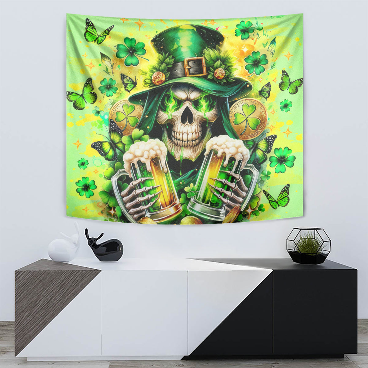 Irish Skull Tapestry The Devil Whispered To Me I'm Coming For You - Wonder Print Shop