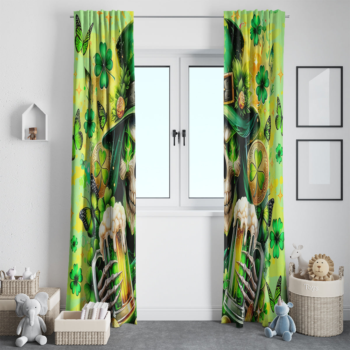 Irish Skull Window Curtain The Devil Whispered To Me I'm Coming For You - Wonder Print Shop