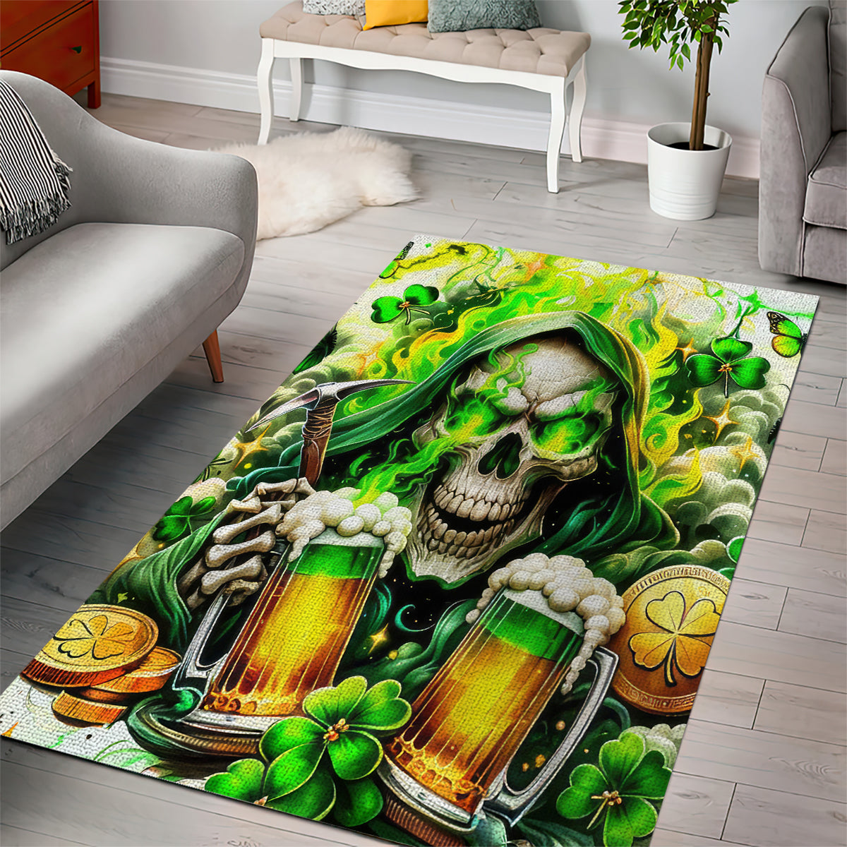 Irish Skull Area Rug I Whisper Back Bring Beer - Wonder Print Shop