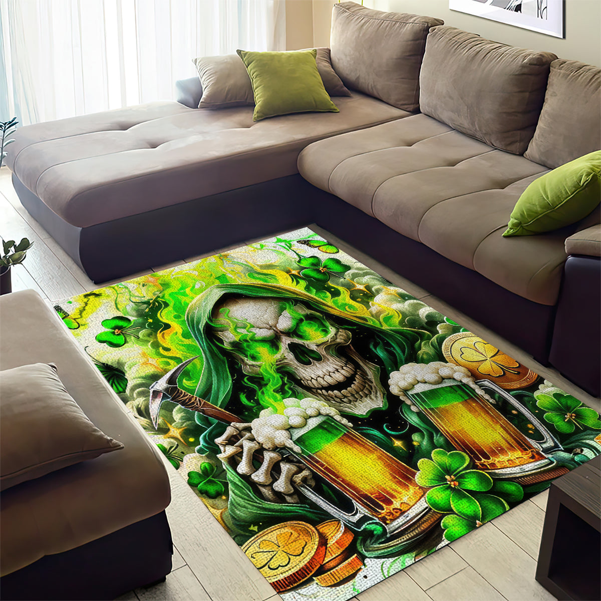 Irish Skull Area Rug I Whisper Back Bring Beer - Wonder Print Shop