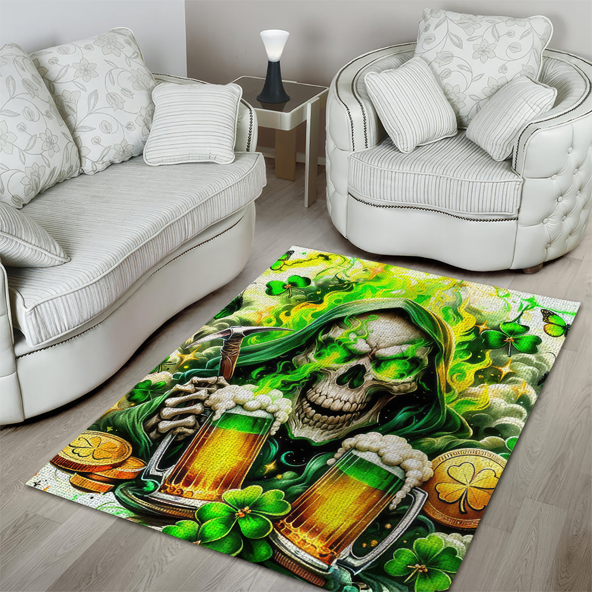 Irish Skull Area Rug I Whisper Back Bring Beer - Wonder Print Shop