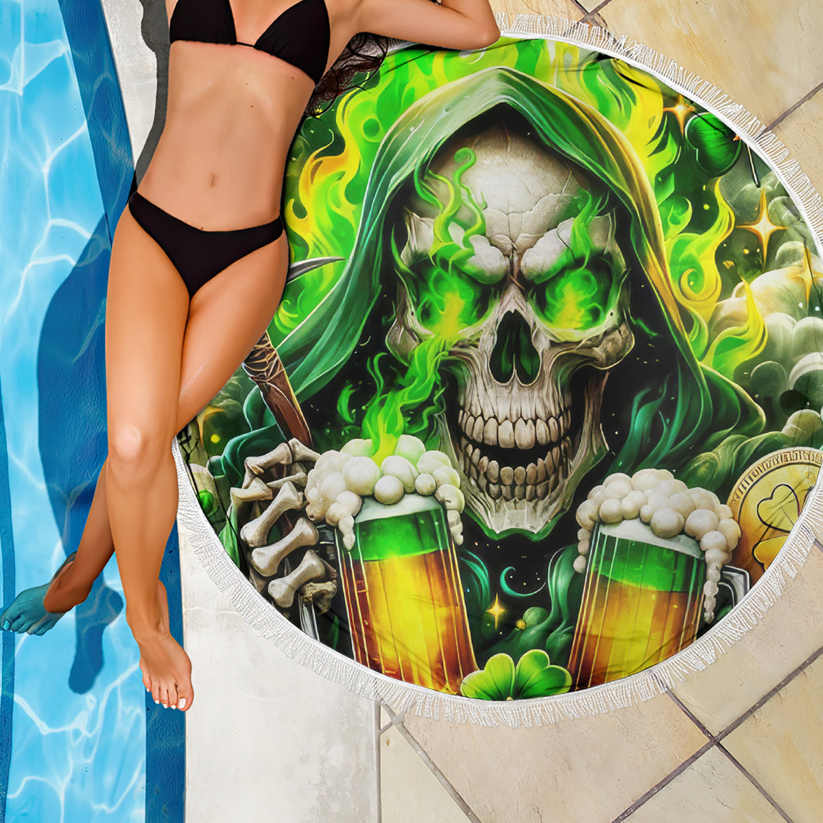Irish Skull Beach Blanket I Whisper Back Bring Beer - Wonder Print Shop