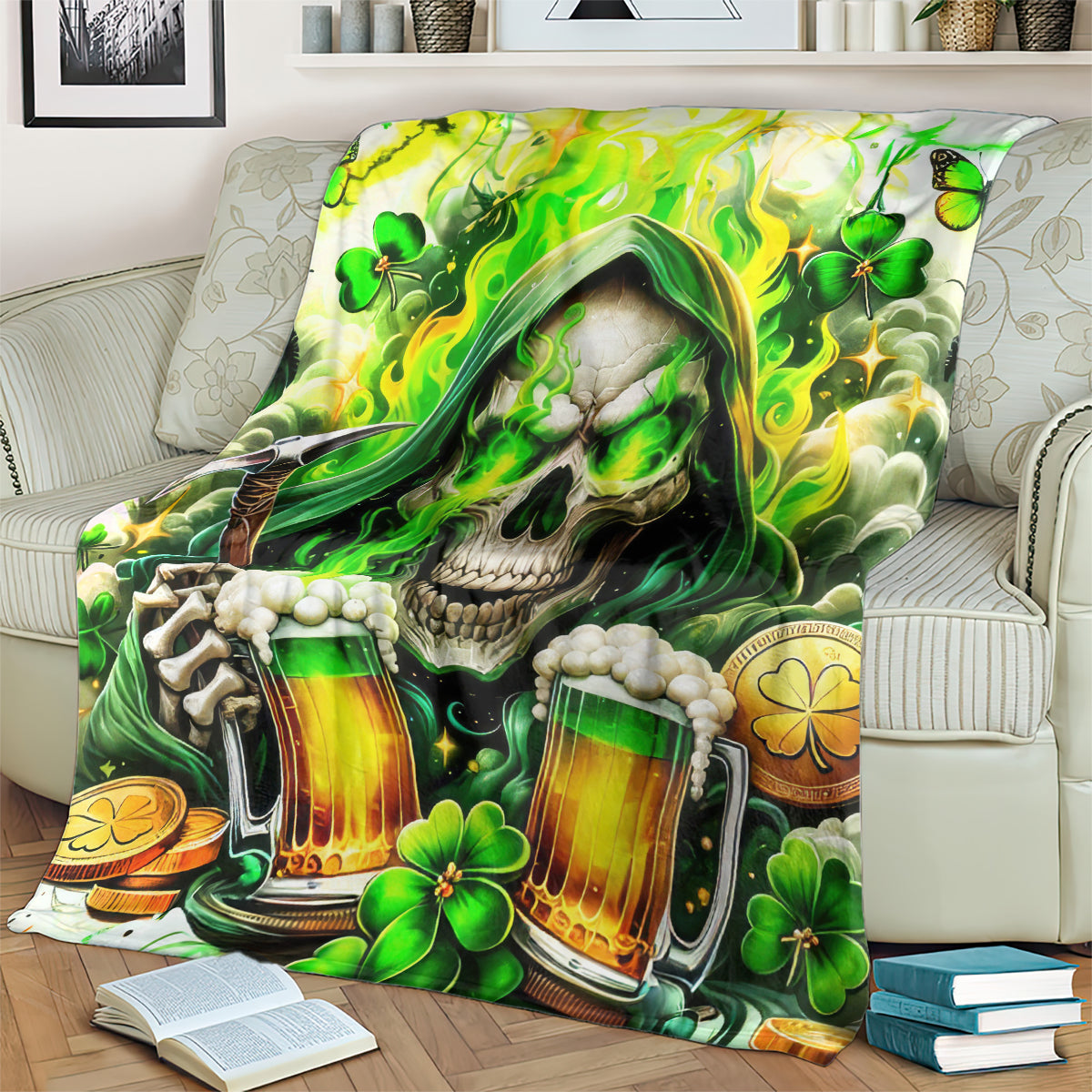 Irish Skull Blanket I Whisper Back Bring Beer