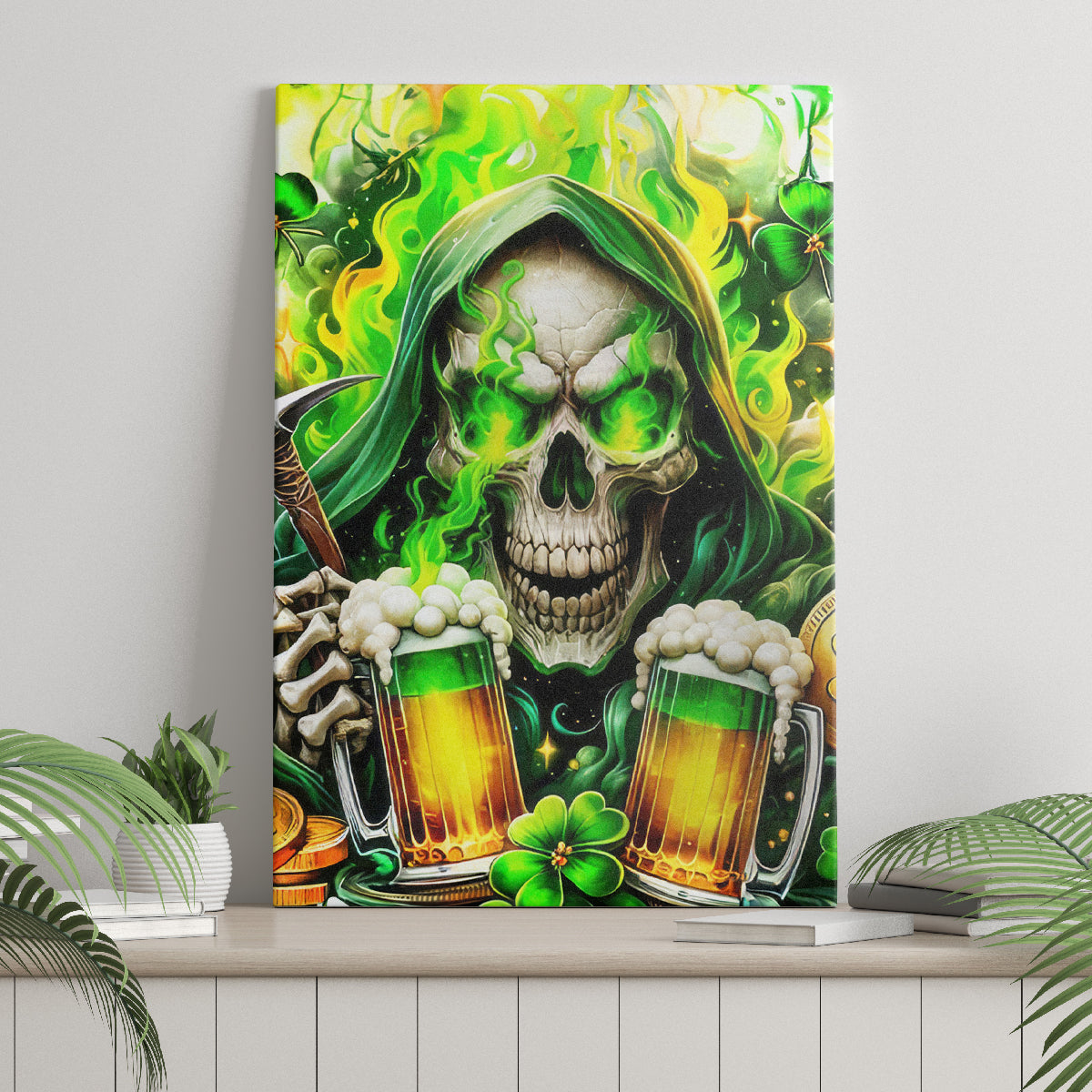 Irish Skull Canvas Wall Art I Whisper Back Bring Beer - Wonder Print Shop