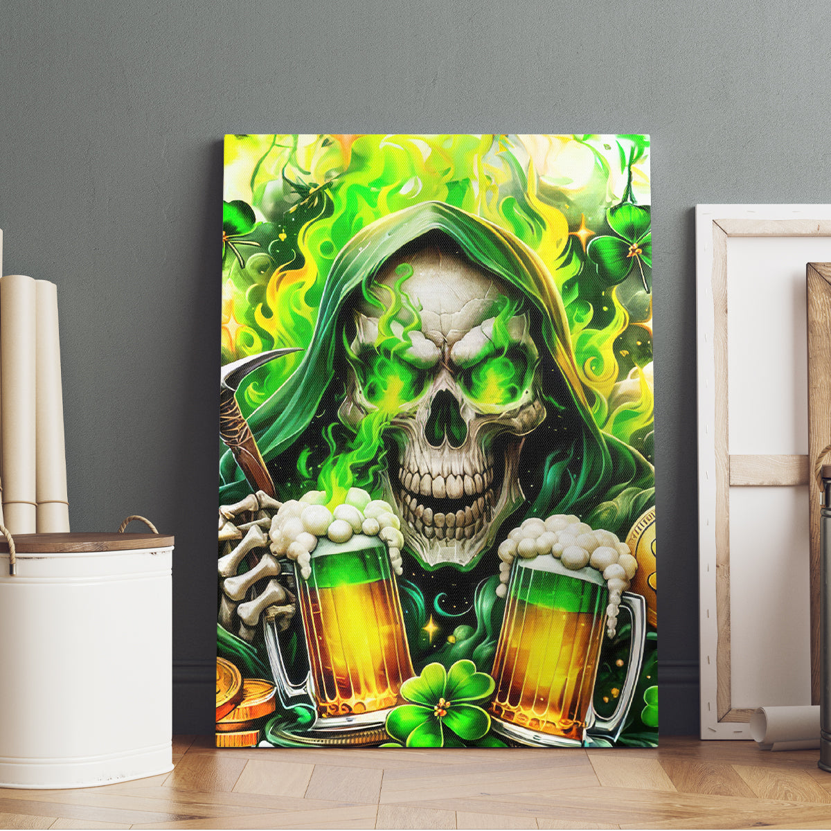 Irish Skull Canvas Wall Art I Whisper Back Bring Beer - Wonder Print Shop