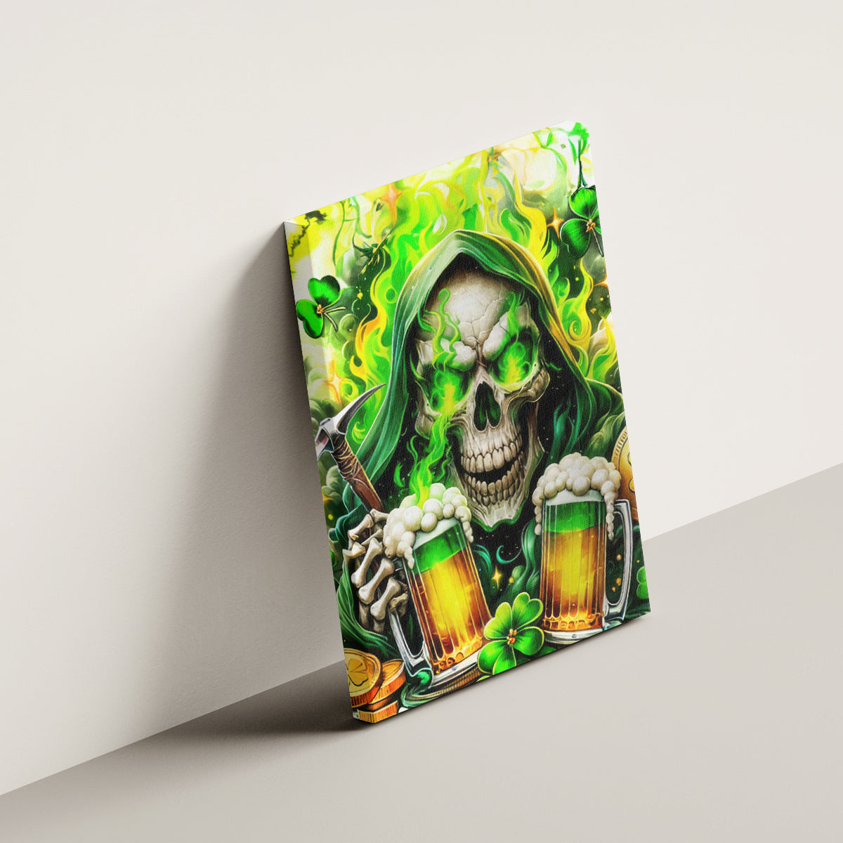 Irish Skull Canvas Wall Art I Whisper Back Bring Beer - Wonder Print Shop