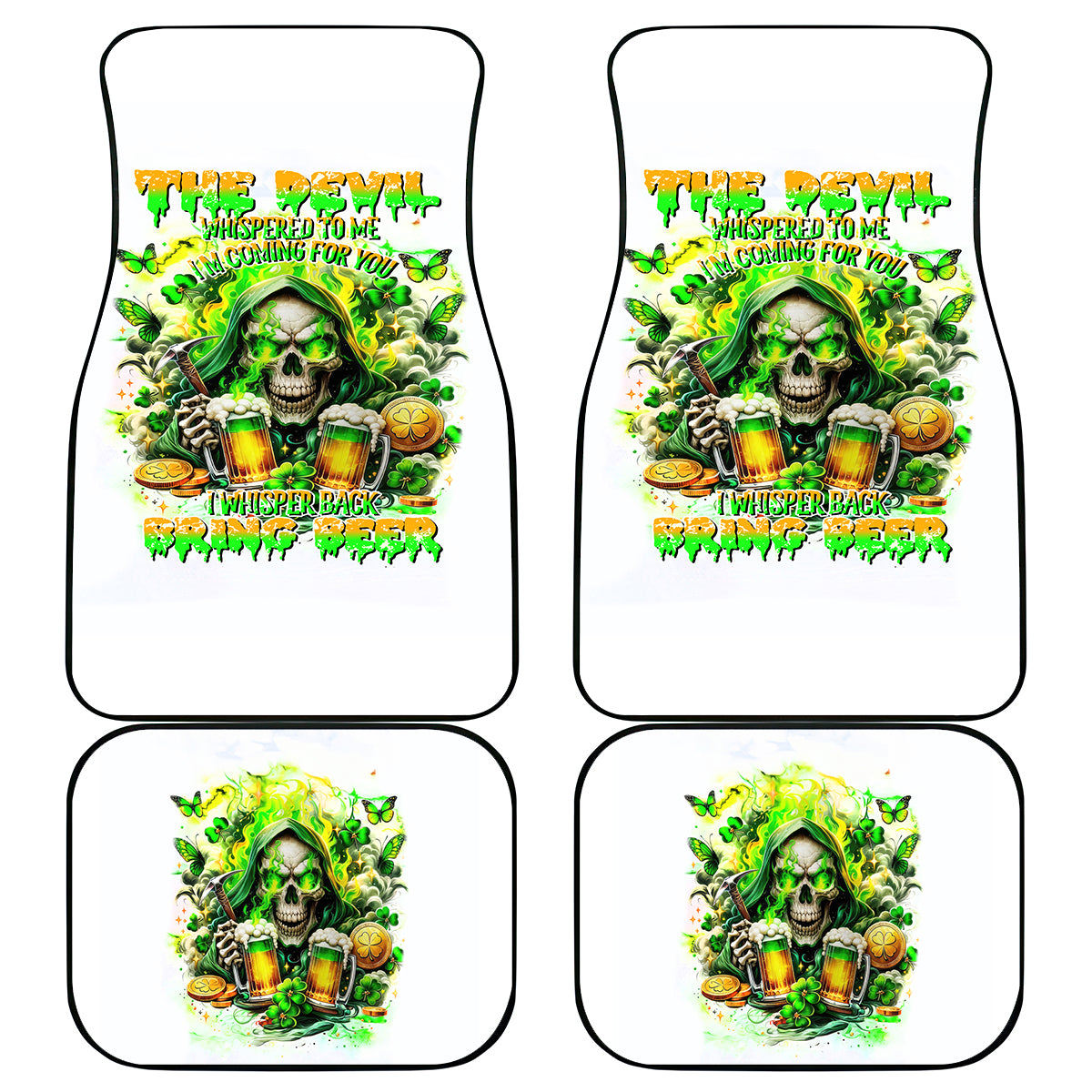 Irish Skull Car Mats I Whisper Back Bring Beer - Wonder Print Shop