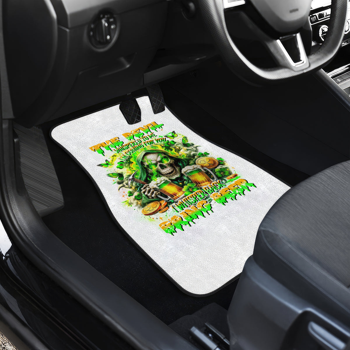 Irish Skull Car Mats I Whisper Back Bring Beer - Wonder Print Shop
