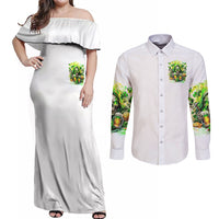 Irish Skull Couples Matching Off Shoulder Maxi Dress and Long Sleeve Button Shirt I Whisper Back Bring Beer - Wonder Print Shop