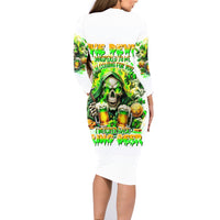 Irish Skull Family Matching Long Sleeve Bodycon Dress and Hawaiian Shirt I Whisper Back Bring Beer - Wonder Print Shop