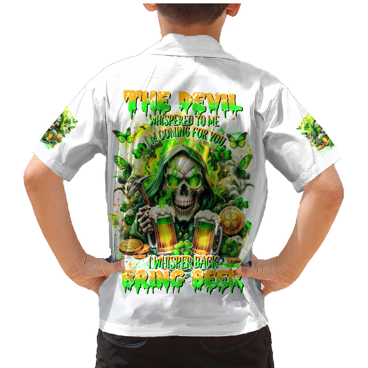Irish Skull Family Matching Mermaid Dress and Hawaiian Shirt I Whisper Back Bring Beer - Wonder Print Shop