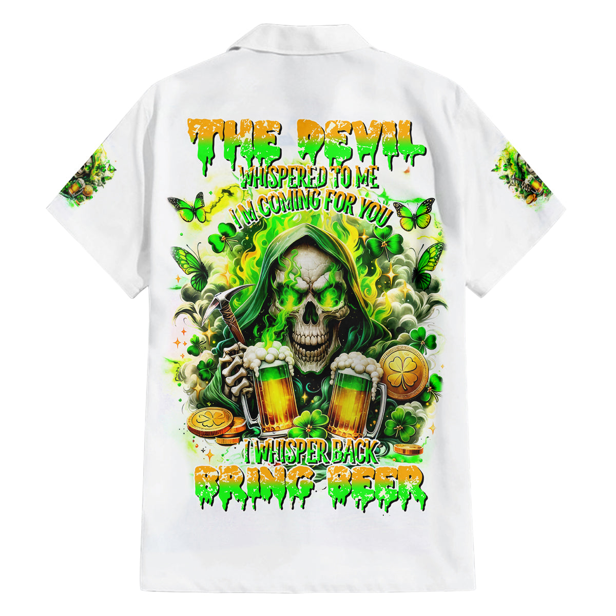 Irish Skull Family Matching Off Shoulder Maxi Dress and Hawaiian Shirt I Whisper Back Bring Beer - Wonder Print Shop