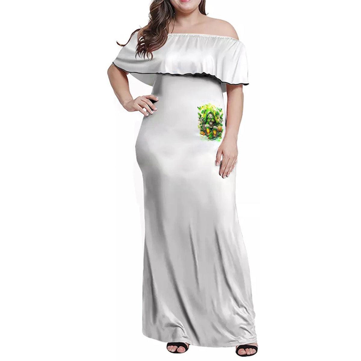 Irish Skull Family Matching Off Shoulder Maxi Dress and Hawaiian Shirt I Whisper Back Bring Beer - Wonder Print Shop