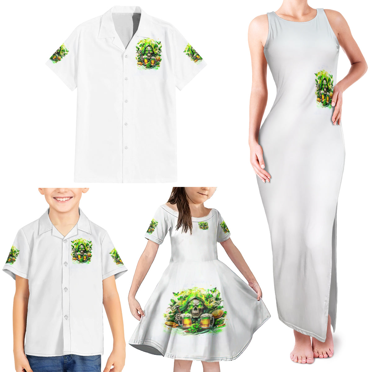 Irish Skull Family Matching Tank Maxi Dress and Hawaiian Shirt I Whisper Back Bring Beer - Wonder Print Shop