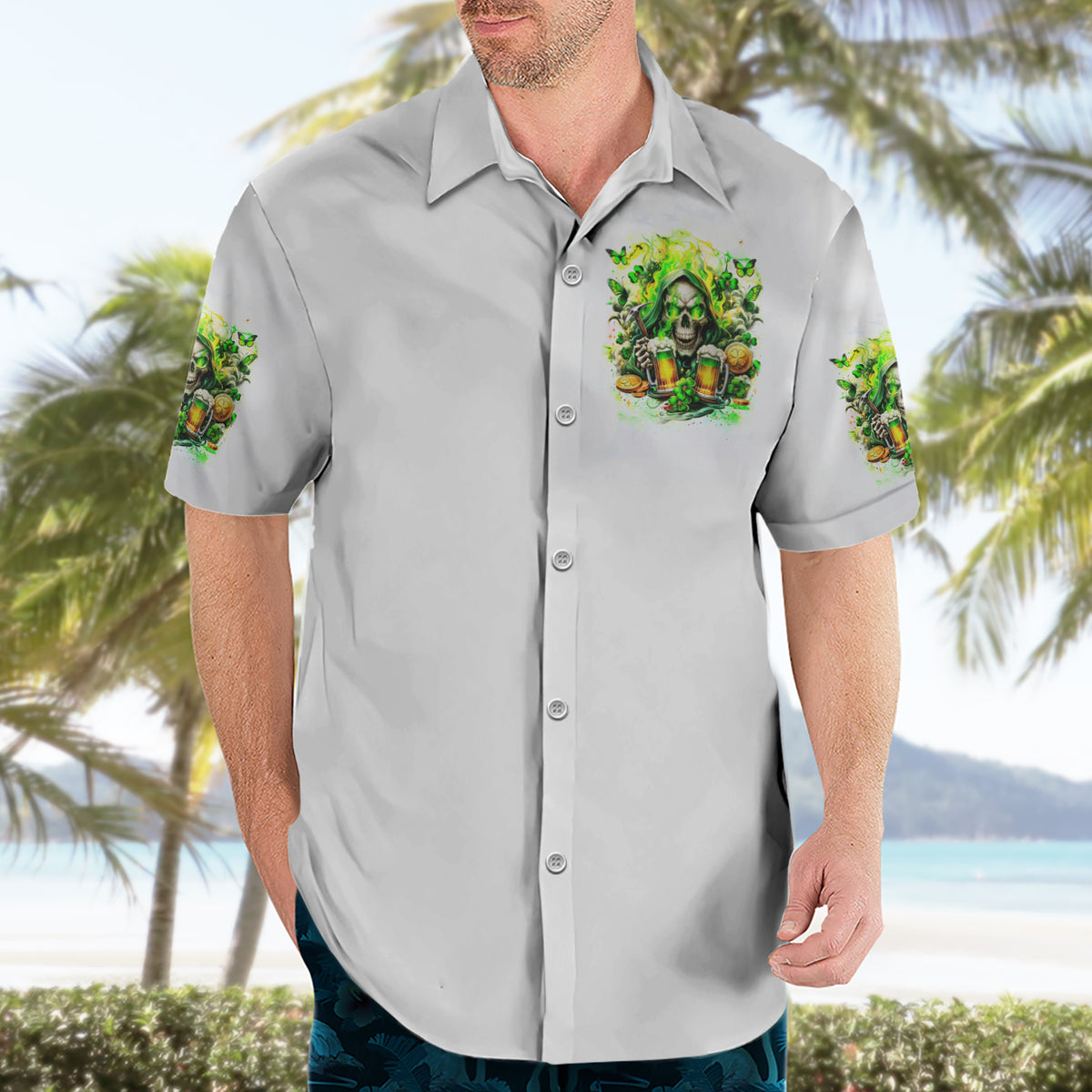 Irish Skull Hawaiian Shirt I Whisper Back Bring Beer - Wonder Print Shop