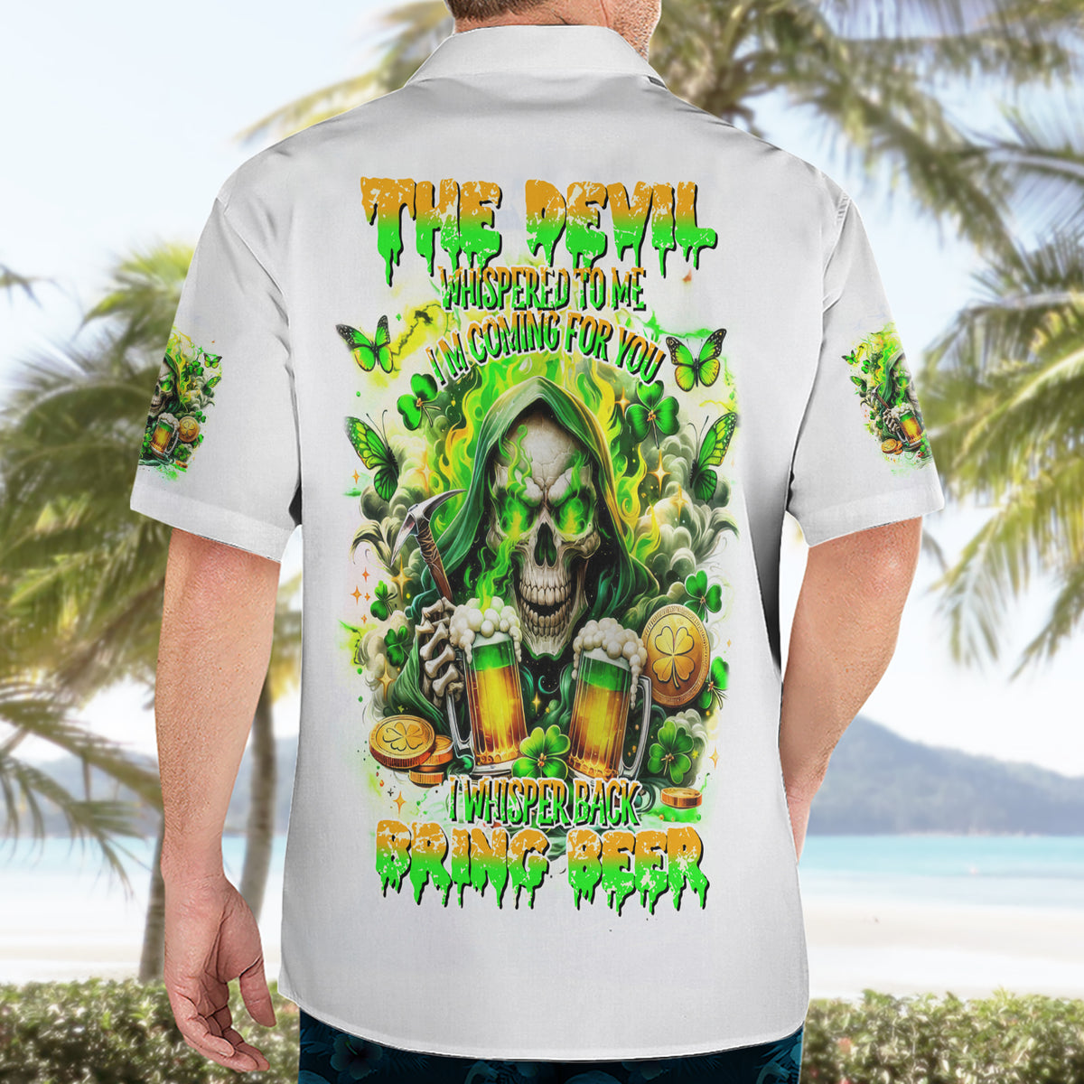 Irish Skull Hawaiian Shirt I Whisper Back Bring Beer - Wonder Print Shop