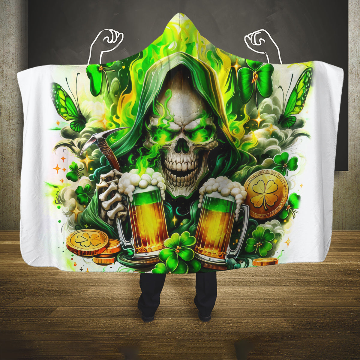 Irish Skull Hooded Blanket I Whisper Back Bring Beer
