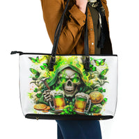 Irish Skull Leather Tote Bag I Whisper Back Bring Beer - Wonder Print Shop