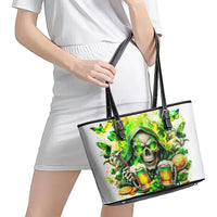 Irish Skull Leather Tote Bag I Whisper Back Bring Beer - Wonder Print Shop