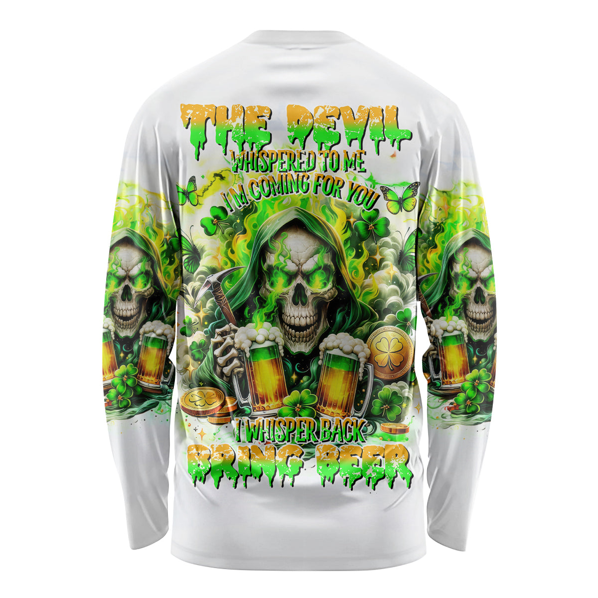 Irish Skull Long Sleeve Shirt I Whisper Back Bring Beer - Wonder Print Shop
