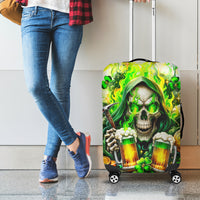 Irish Skull Luggage Cover I Whisper Back Bring Beer - Wonder Print Shop