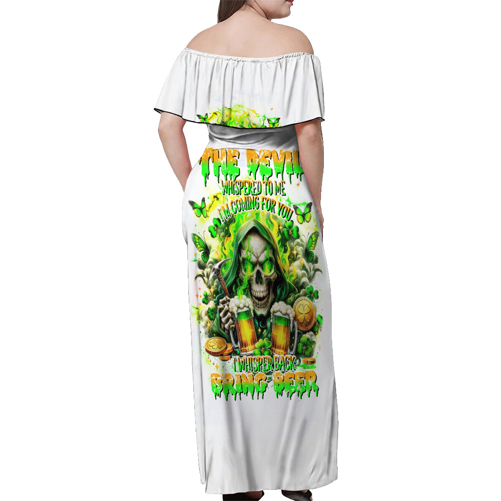 Irish Skull Off Shoulder Maxi Dress I Whisper Back Bring Beer - Wonder Print Shop