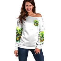 Irish Skull Off Shoulder Sweater I Whisper Back Bring Beer - Wonder Print Shop