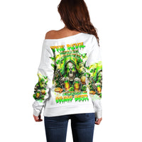 Irish Skull Off Shoulder Sweater I Whisper Back Bring Beer - Wonder Print Shop