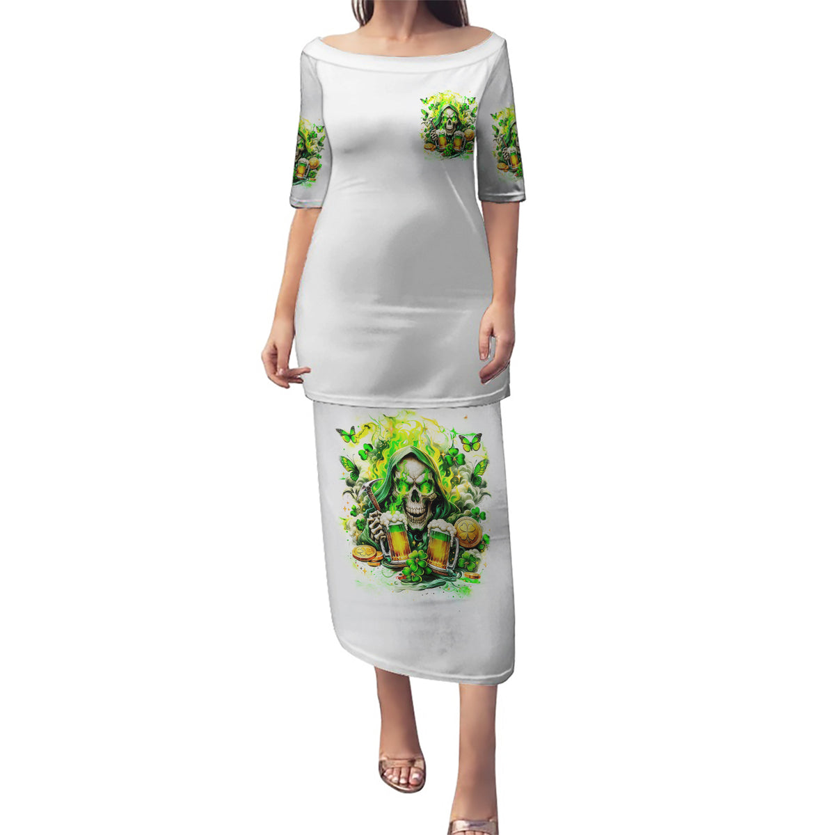 Irish Skull Puletasi I Whisper Back Bring Beer - Wonder Print Shop