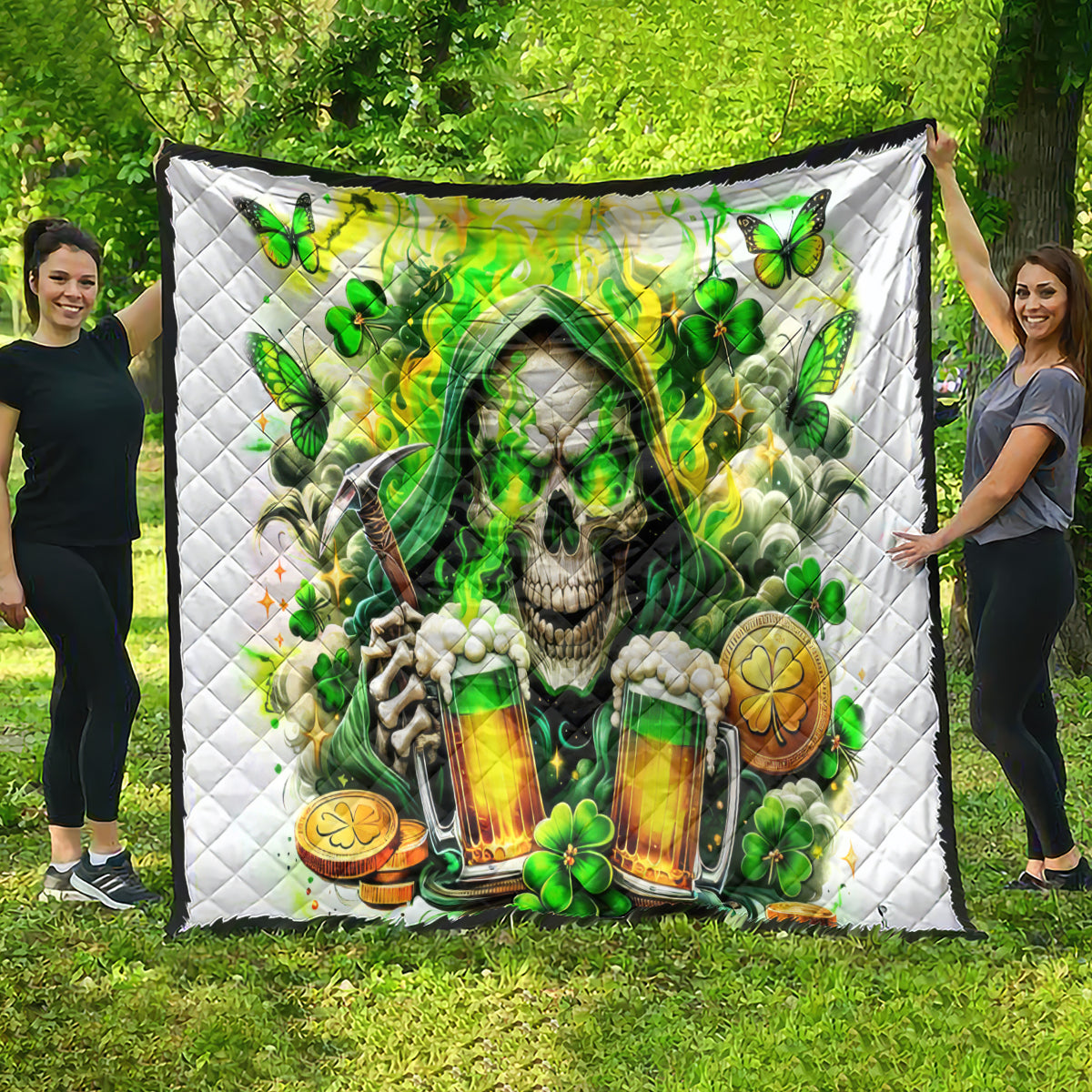 Irish Skull Quilt I Whisper Back Bring Beer - Wonder Print Shop