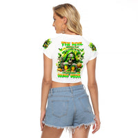 Irish Skull Raglan Cropped T Shirt I Whisper Back Bring Beer - Wonder Print Shop