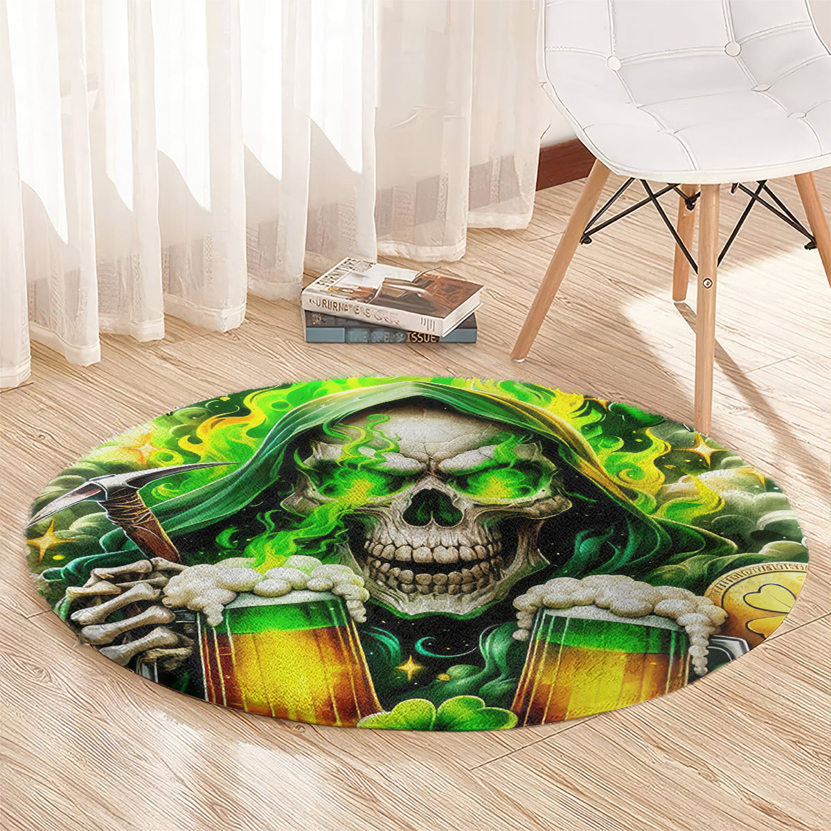 Irish Skull Round Carpet I Whisper Back Bring Beer