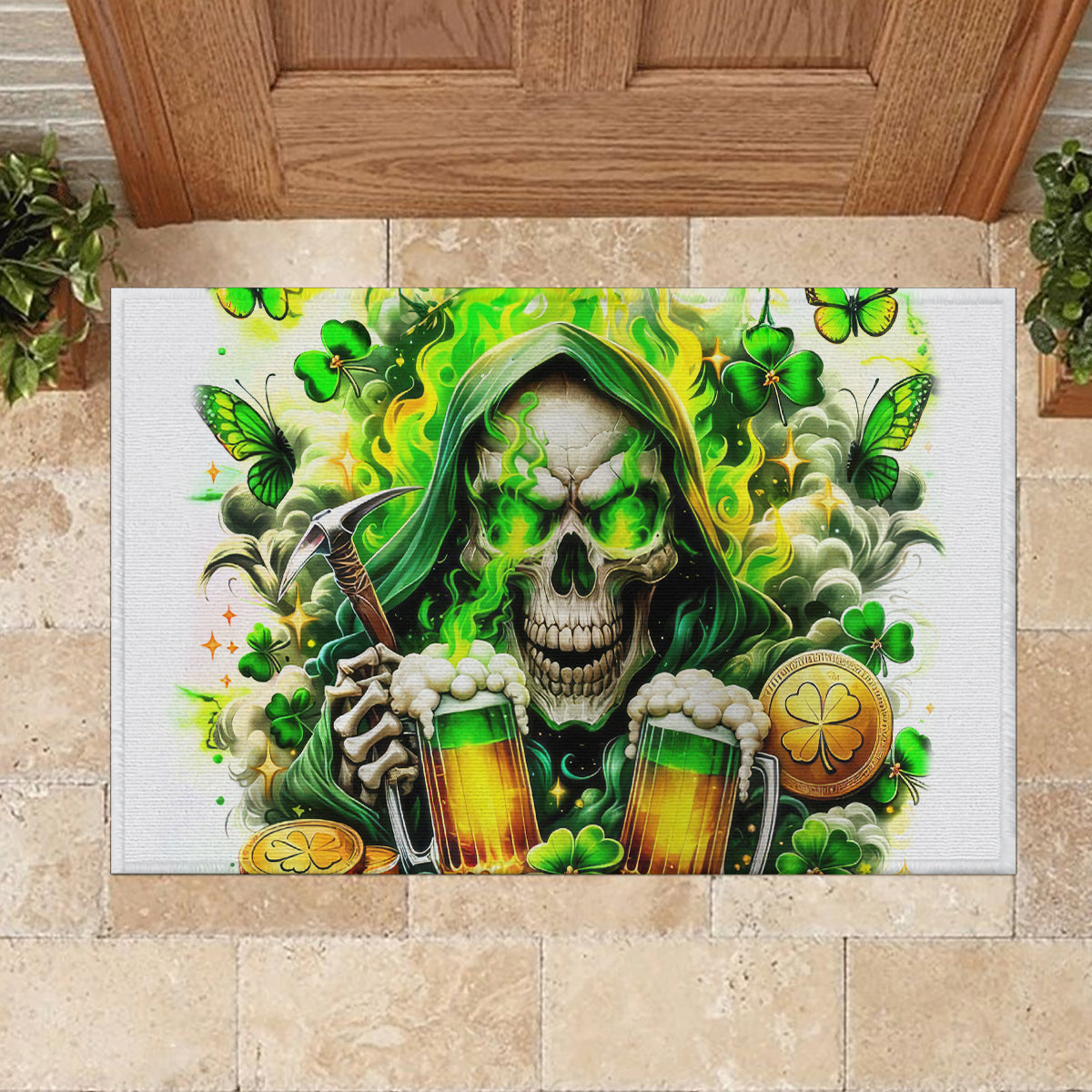 Irish Skull Rubber Doormat I Whisper Back Bring Beer - Wonder Print Shop
