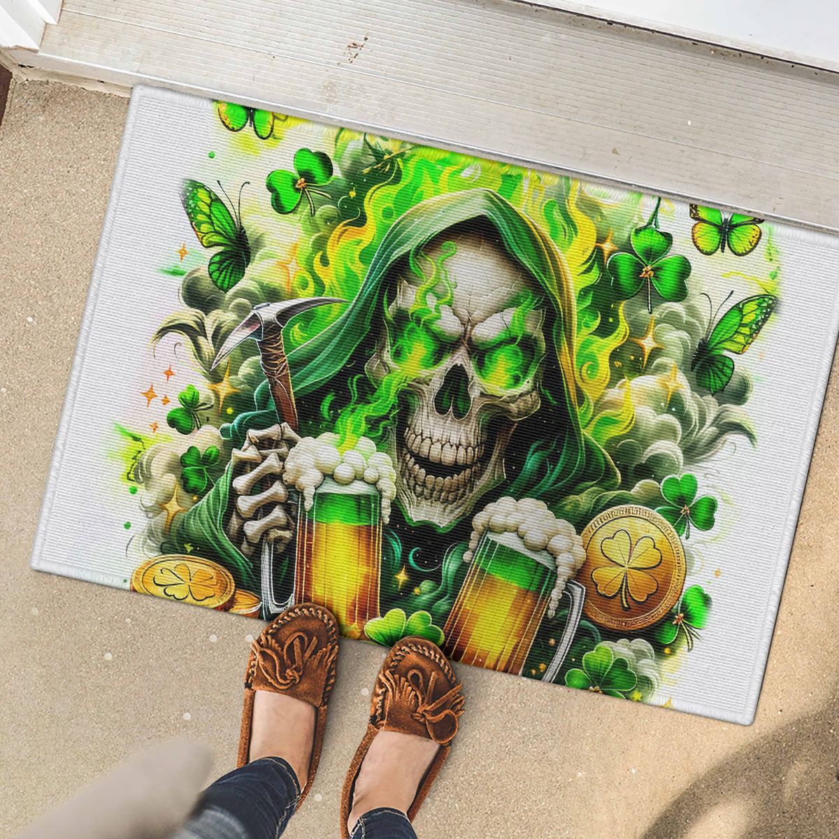 Irish Skull Rubber Doormat I Whisper Back Bring Beer - Wonder Print Shop