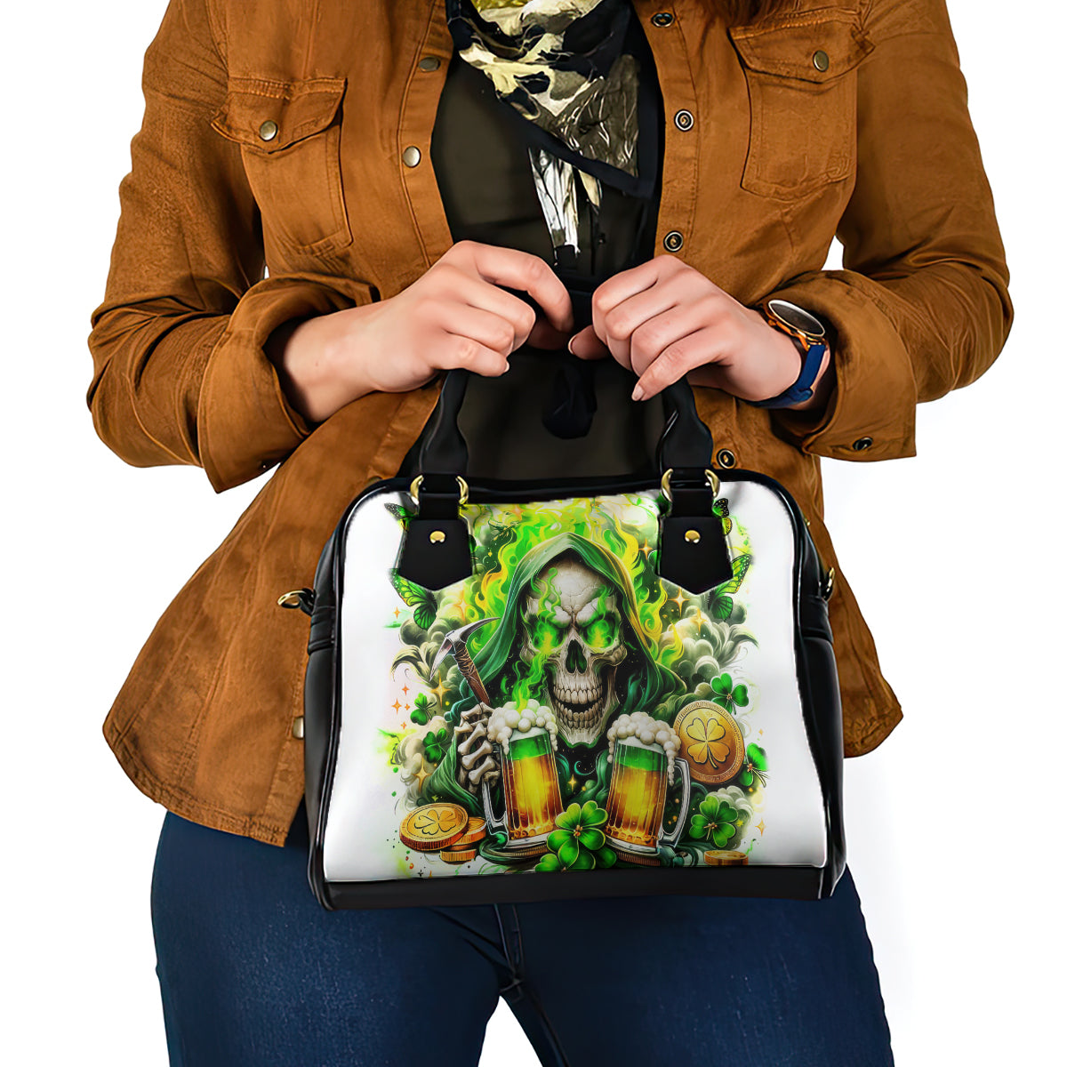 Irish Skull Shoulder Handbag I Whisper Back Bring Beer